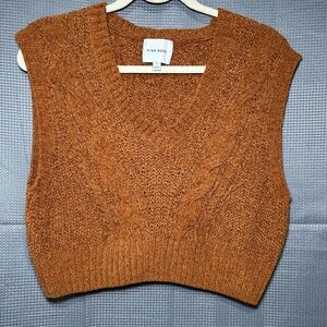 Pink Rose Women's Tan V-Neck Sweater Vest